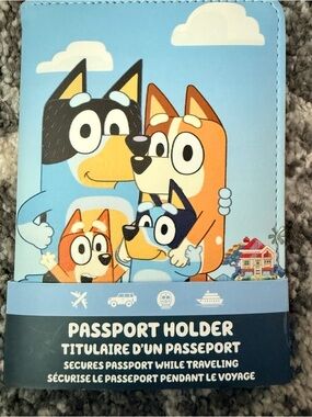 Bluey Blue and Orange Cartoon Passport Holder